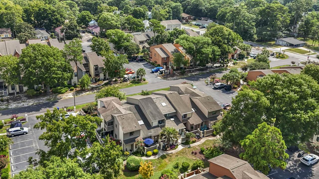 Aerial view of the Ocean Pines townhouse buildings