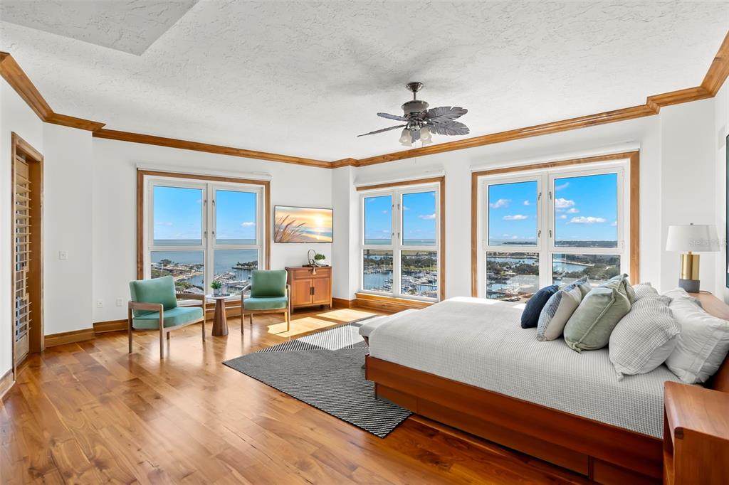 Grand living room with waterfront views
